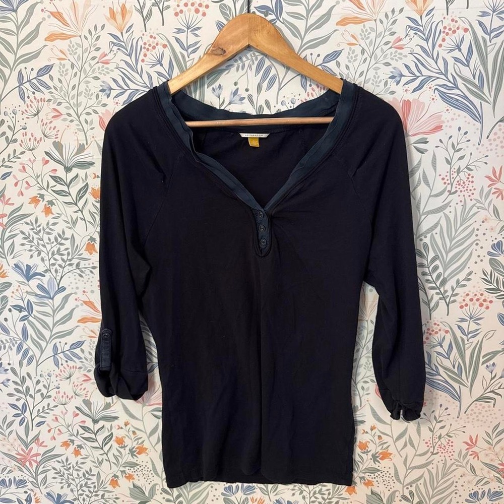 Vintage Anthropologie Leifsdottir Black Henley Top